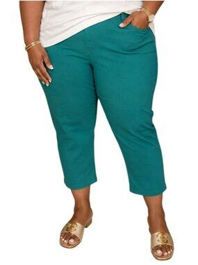 Lee Plus Size 20 Capri Pants Midrise Vibrant Teal Stretch Cropped Comfortable